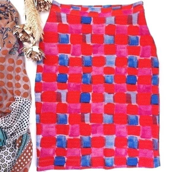 Maeve Dresses & Skirts - 🔴Maeve Anthropologie Pink Blue Side Zip Stretch Pencil Skirt Sz S